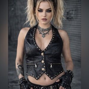 Don't Stop Vintage Y2K Leather Grunge Edgy Biker Core Western Core Vest Size L